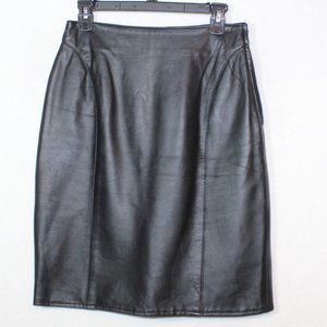 Vintage Cedars womens skirt size S black leather above knee mini 90s pencil